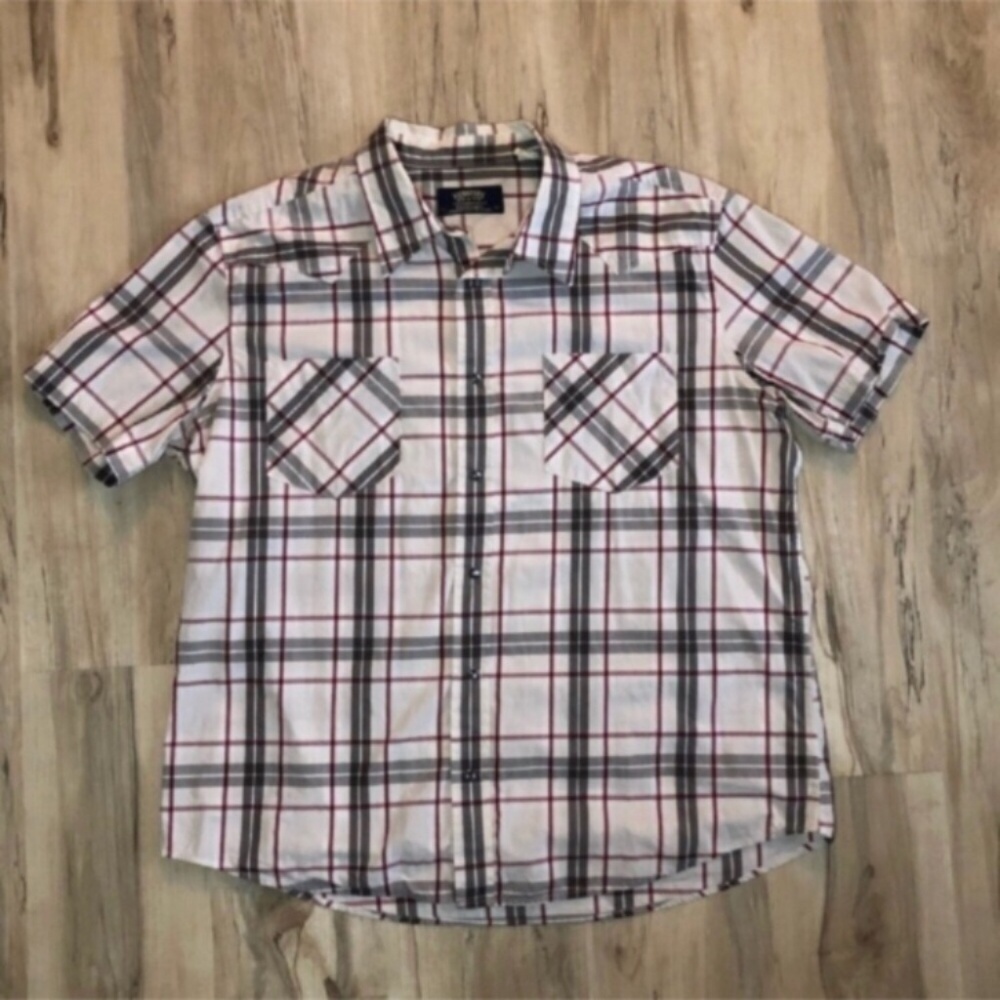 Signature by Levi Strauss White and Red Plaid Polo